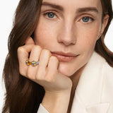 RENAISSANCE® COLOR RING Sterling Silver with 14K Yellow Gold, Madeira Citrine, Tanzanite and Rhodolite Garnet, 10mm