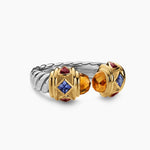 RENAISSANCE® COLOR RING Sterling Silver with 14K Yellow Gold, Madeira Citrine, Tanzanite and Rhodolite Garnet, 10mm