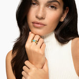 RENAISSANCE® COLOR RING Sterling Silver with 14K Yellow Gold, Turquoise, Madeira Citrine and Tsavorites, 10mm