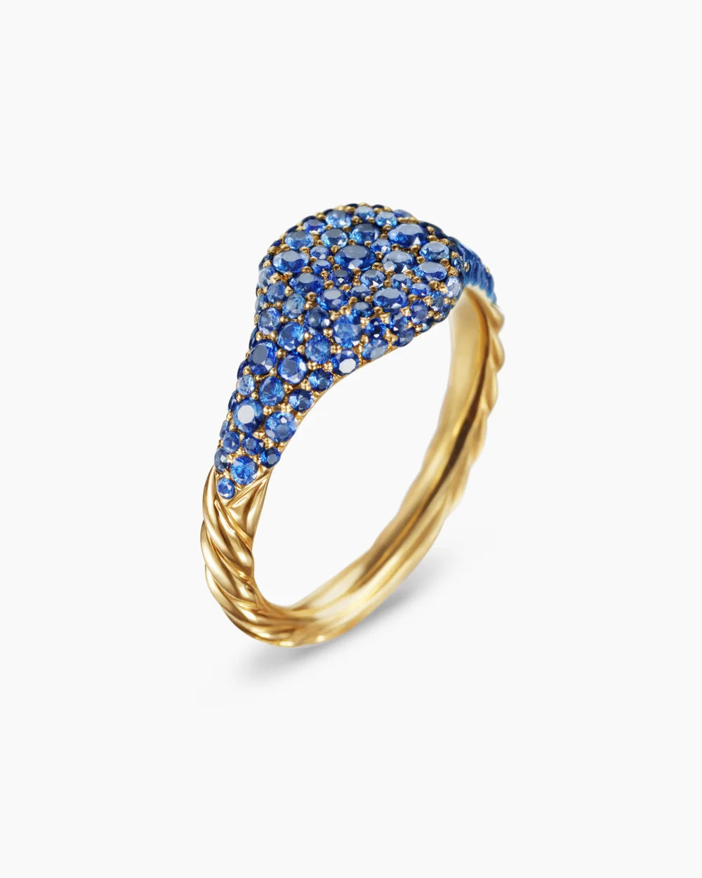 PETITE PAVÉ PINKY RING 18K Yellow Gold with Sapphires, 7mm