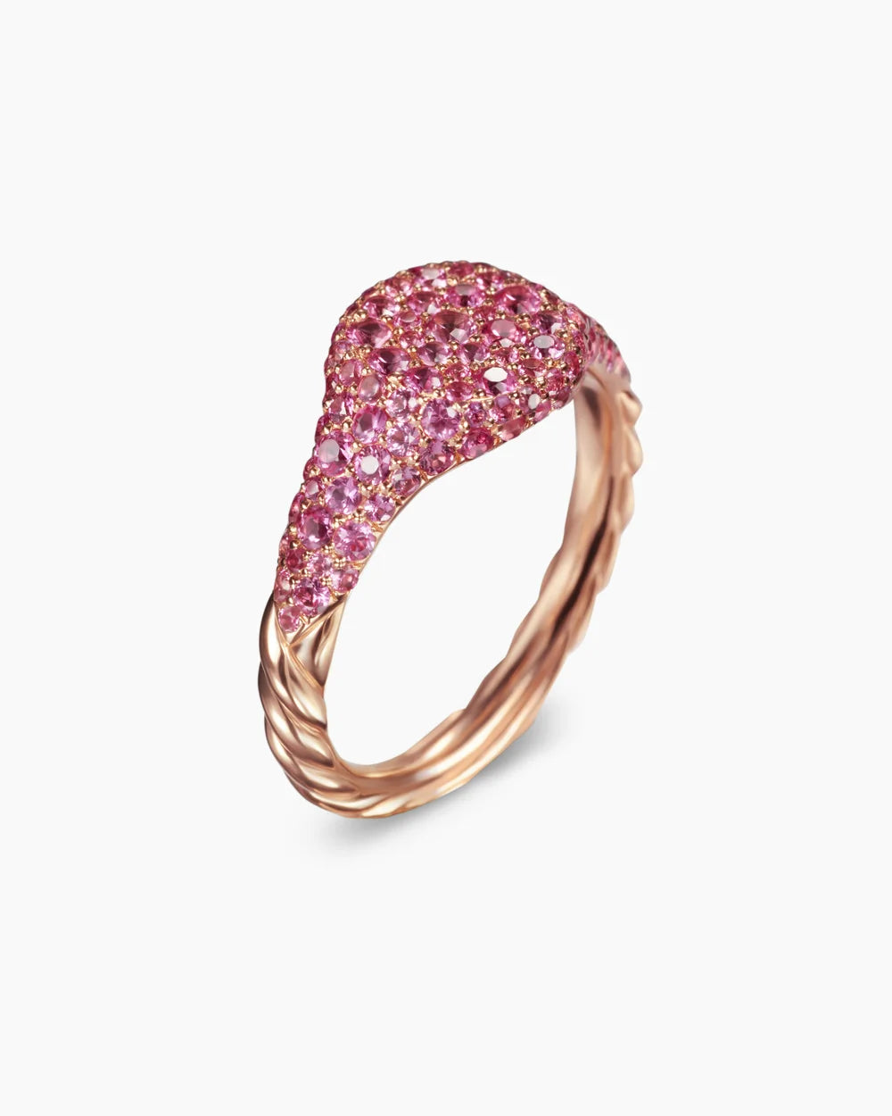 PETITE PAVÉ PINKY RING 18K Rose Gold with Pink Sapphires, 7mm
