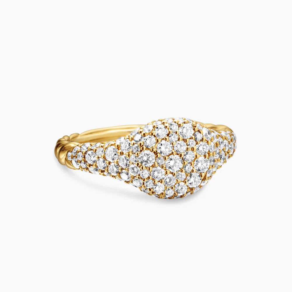 PETITE PAVÉ PINKY RING 18K Yellow Gold with Diamonds, 7mm