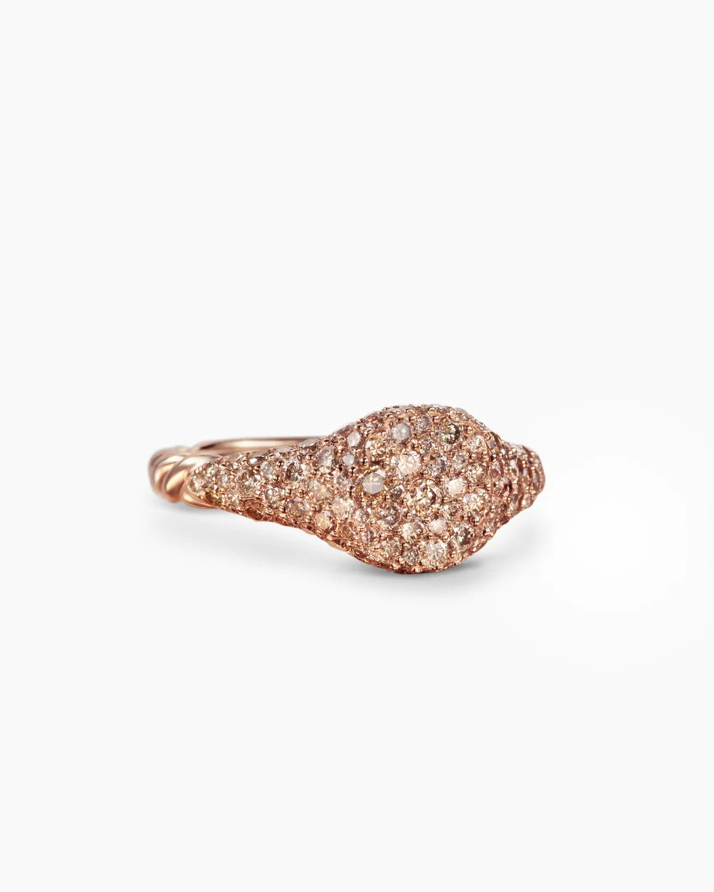 PETITE PAVÉ PINKY RING 18K Rose Gold with Cognac Diamonds, 7mm