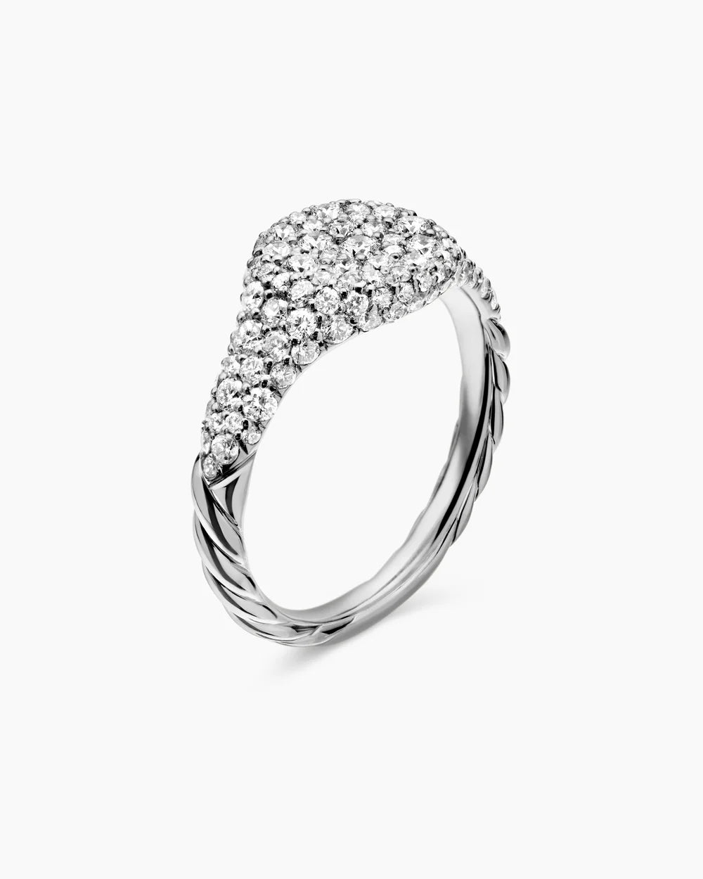 PETITE PAVÉ PINKY RING 18K White Gold with Diamonds, 7mm