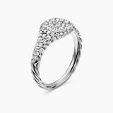 PETITE PAVÉ PINKY RING 18K White Gold with Diamonds, 7mm