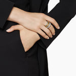 DY MERCER® MULTI ROW RING Sterling Silver with 18K Yellow Gold and Diamonds, 21mm
