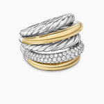 DY MERCER® MULTI ROW RING Sterling Silver with 18K Yellow Gold and Diamonds, 21mm