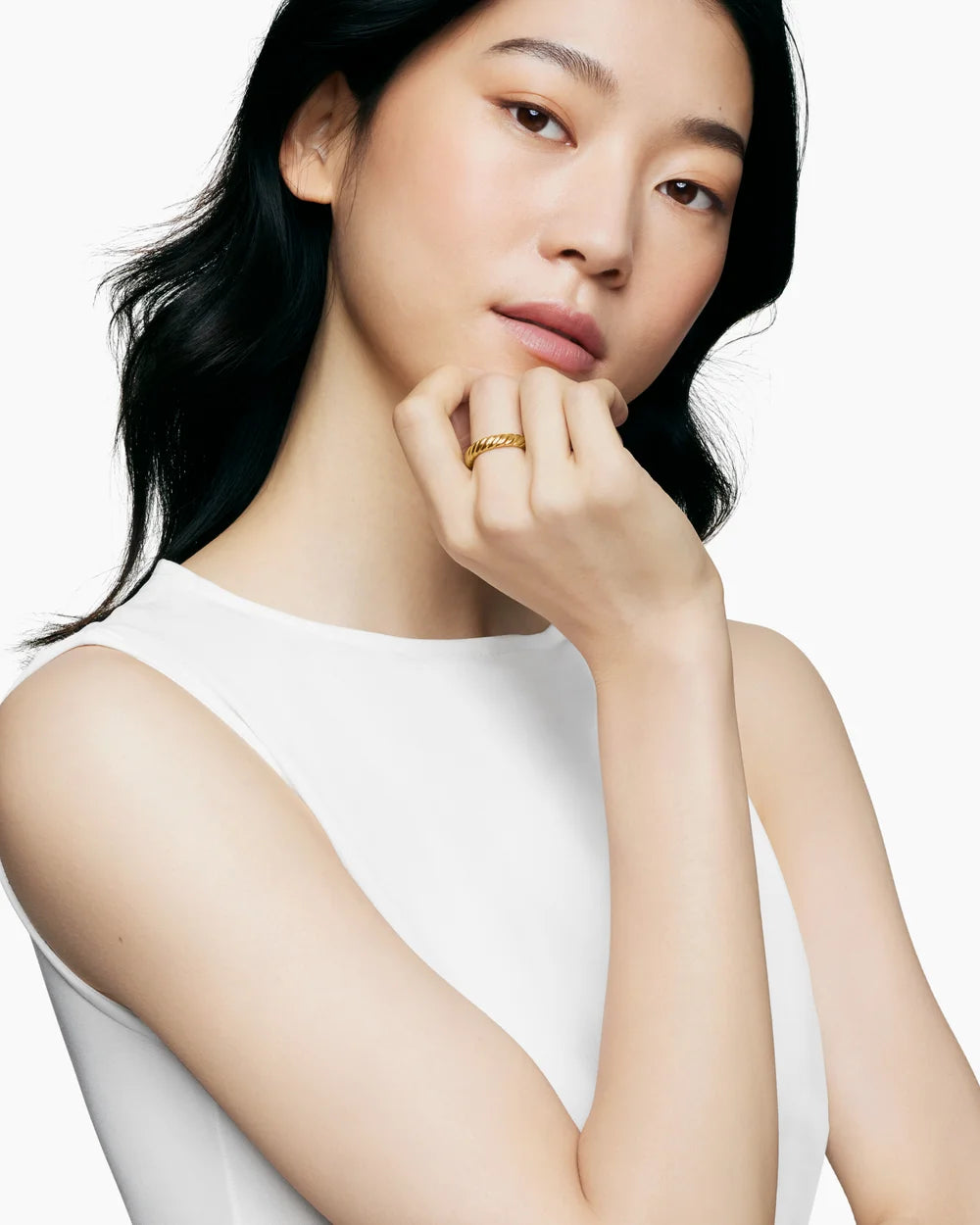 SCULPTED CABLE BAND RING 18K Yellow Gold, 4.6mm