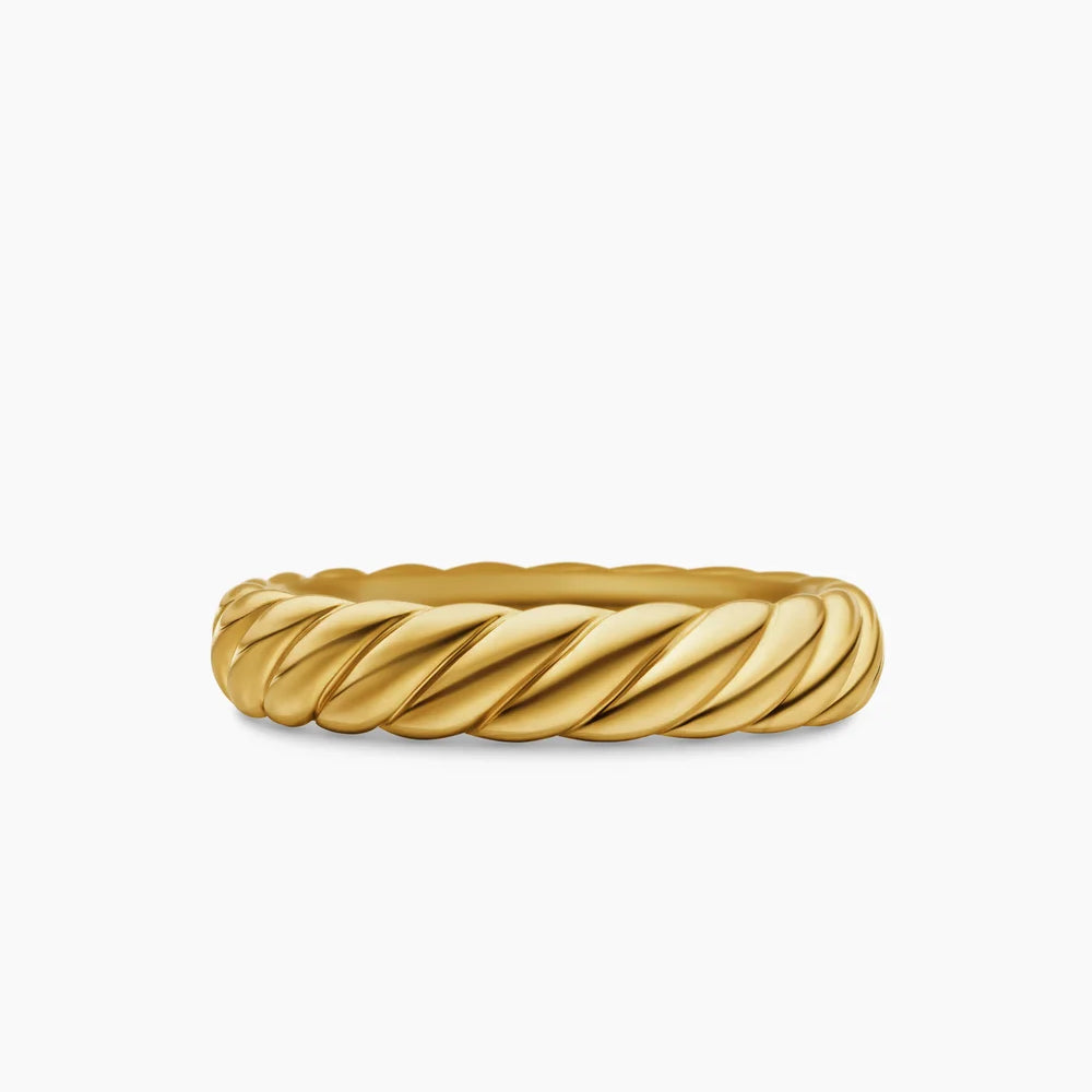 SCULPTED CABLE BAND RING 18K Yellow Gold, 4.6mm