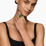 Albion® Oval Ring in Sterling Silver with 18K Yellow Gold and Green Onyx, 21mm