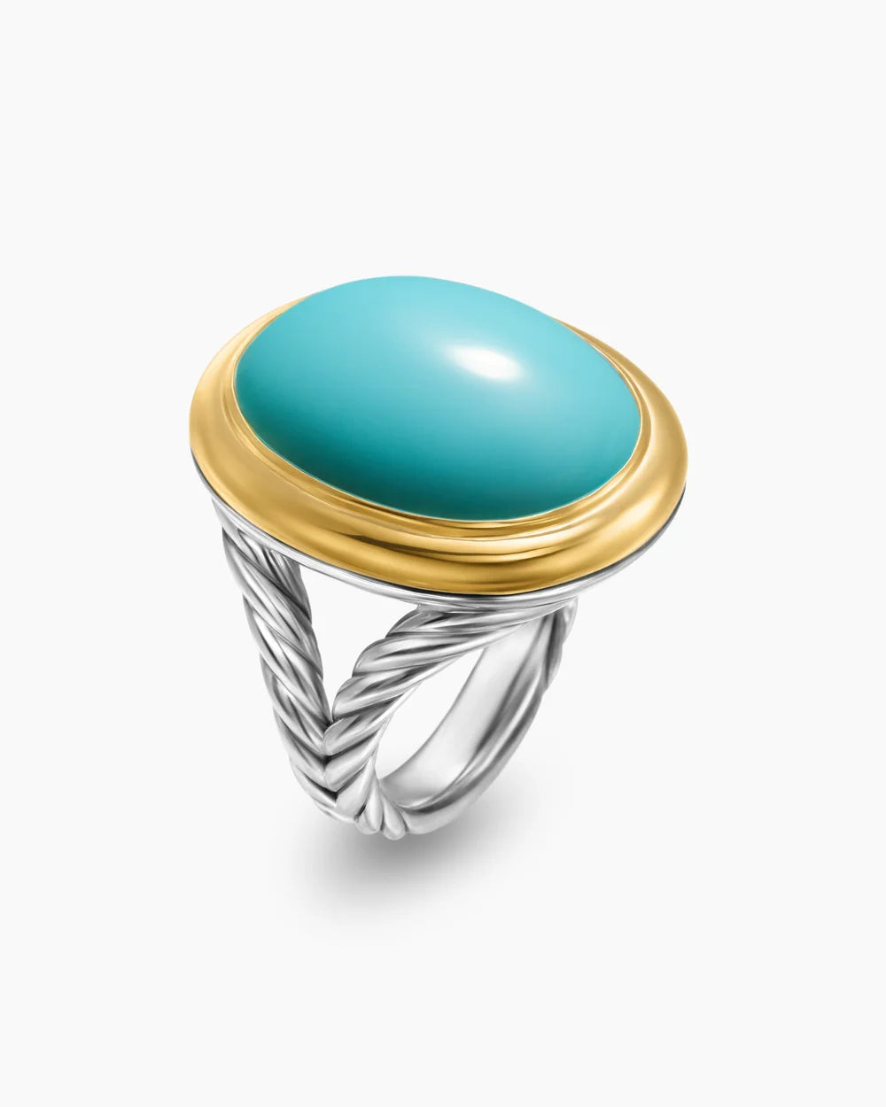 ALBION® OVAL RING Sterling Silver with 18K Yellow Gold and Turquoise, 21mm