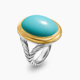 ALBION® OVAL RING Sterling Silver with 18K Yellow Gold and Turquoise, 21mm