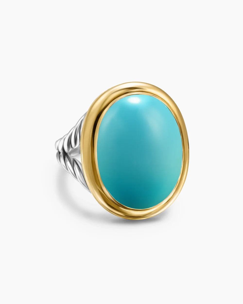 ALBION® OVAL RING Sterling Silver with 18K Yellow Gold and Turquoise, 21mm