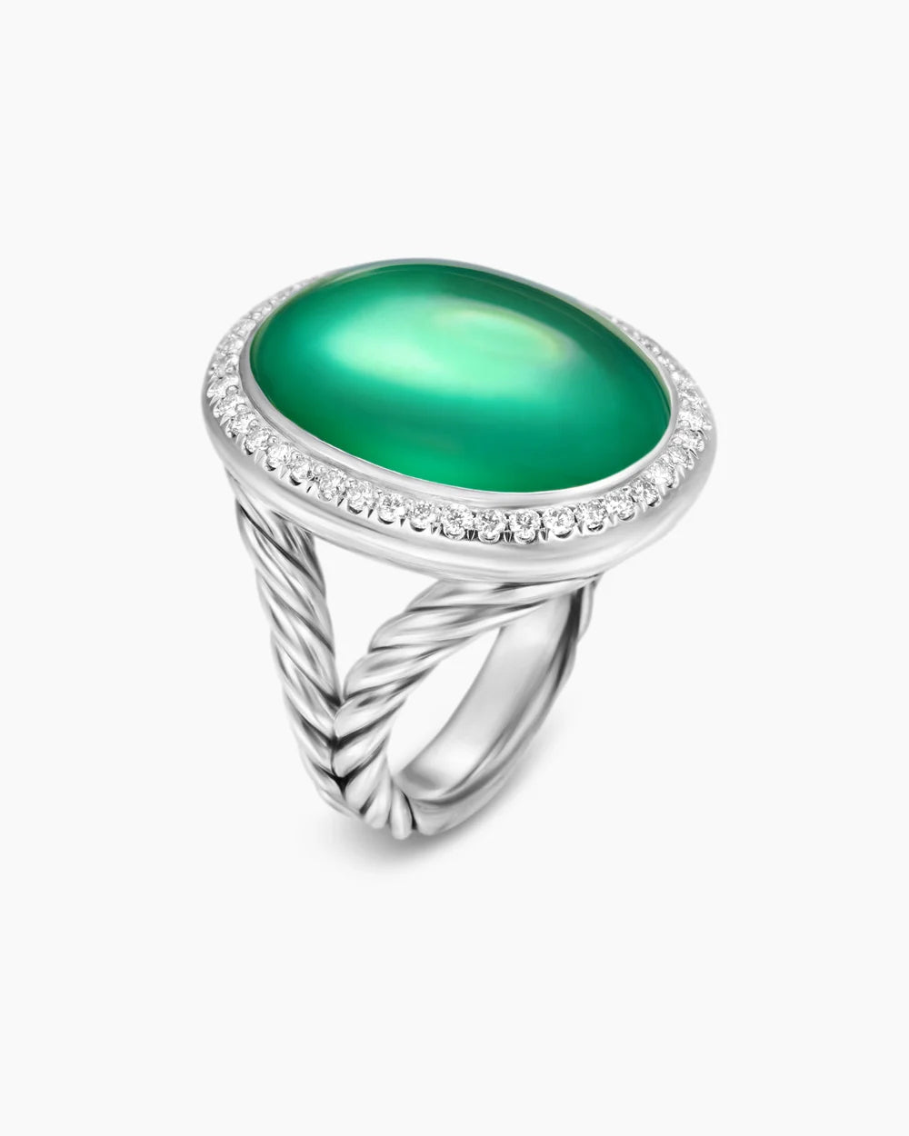 ALBION® OVAL RING Sterling Silver with Lagoon Orchid and Diamonds, 21mm