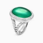 ALBION® OVAL RING Sterling Silver with Lagoon Orchid and Diamonds, 21mm