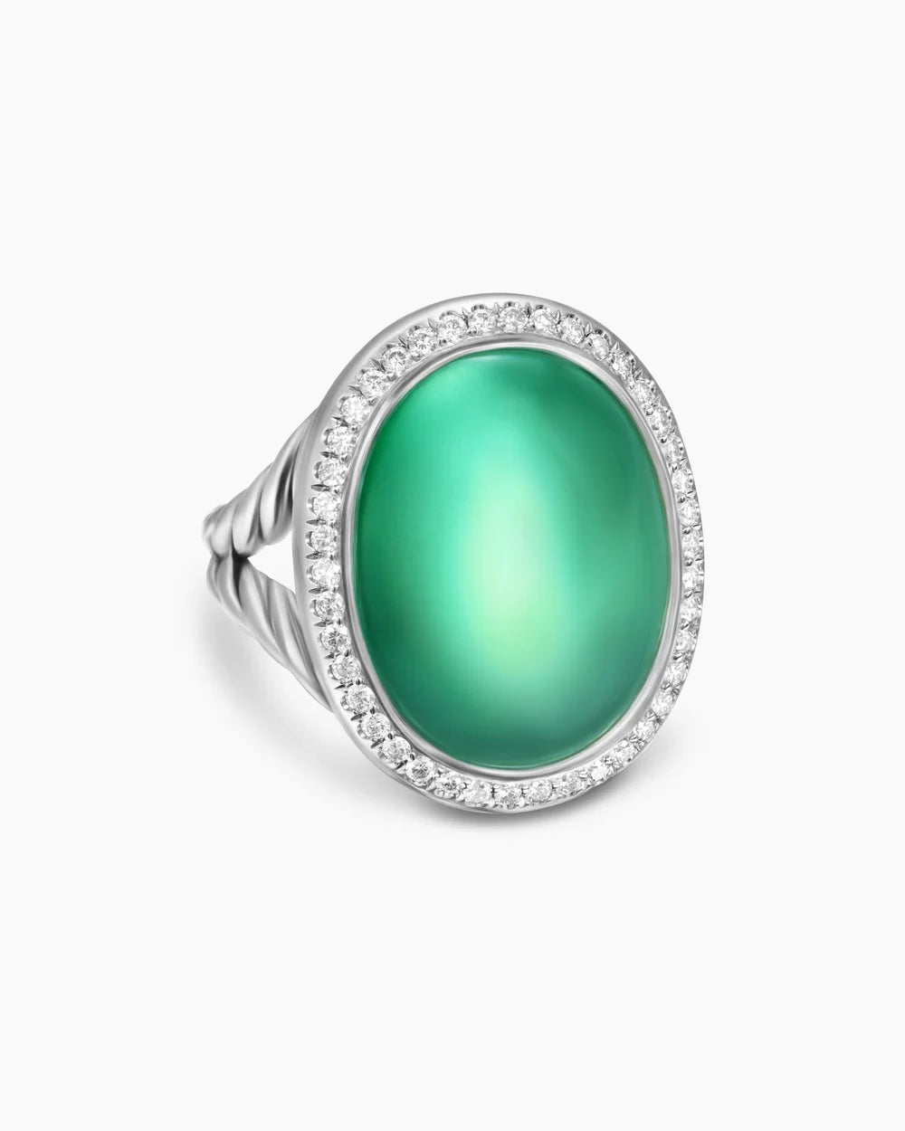 ALBION® OVAL RING Sterling Silver with Lagoon Orchid and Diamonds, 21mm