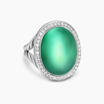 ALBION® OVAL RING Sterling Silver with Lagoon Orchid and Diamonds, 21mm