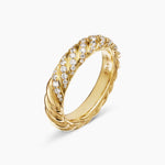 SCULPTED CABLE BAND RING 18K Yellow Gold with Diamonds, 4.6mm