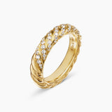 SCULPTED CABLE BAND RING 18K Yellow Gold with Diamonds, 4.6mm