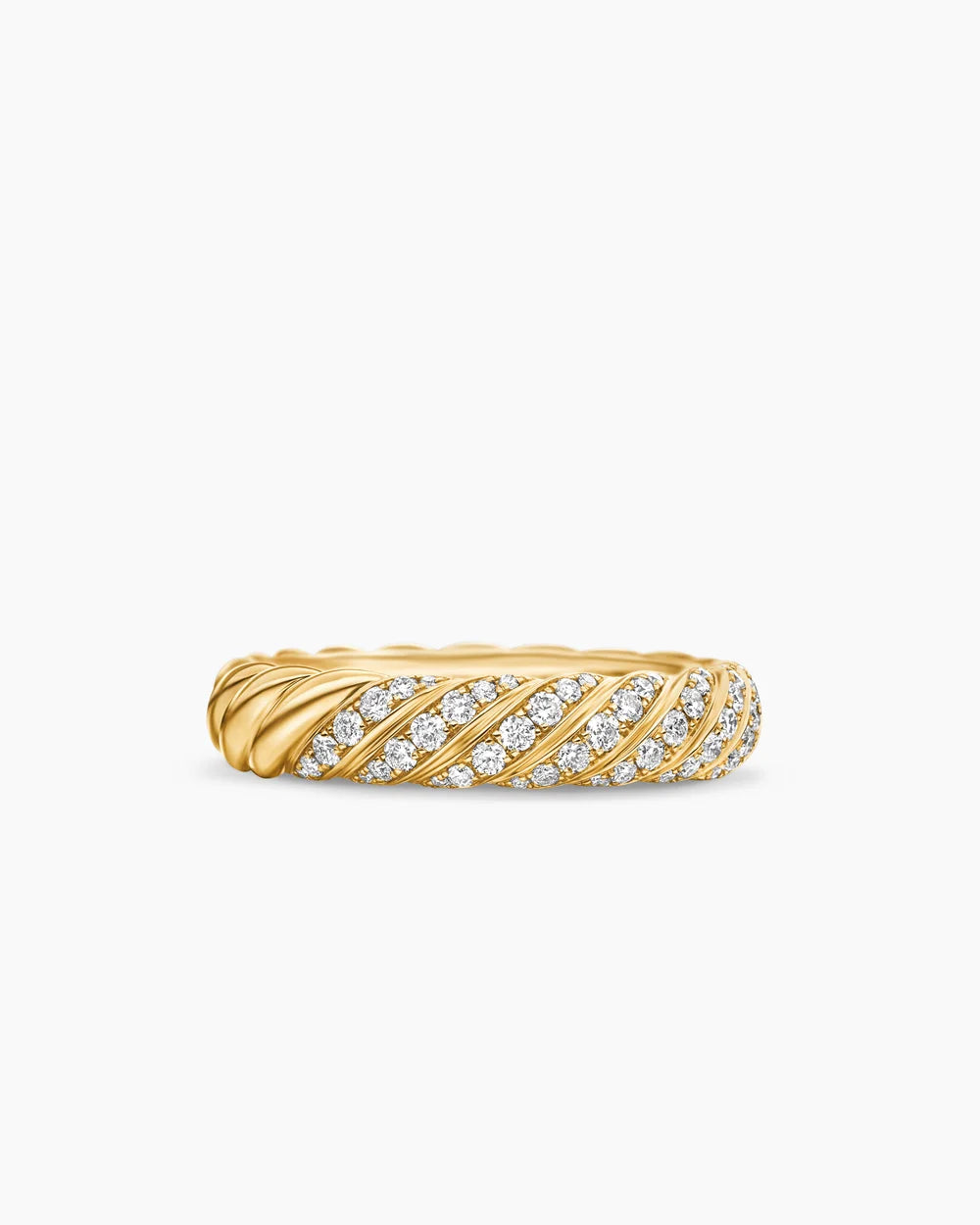SCULPTED CABLE BAND RING 18K Yellow Gold with Diamonds, 4.6mm