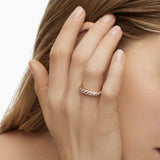 Sculpted Cable Band Ring in 18K Rose Gold with Diamonds, 4.6mm