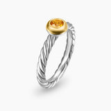 PETITE CABLE RING Sterling Silver with 14K Yellow Gold and Citrine, 2.8mm