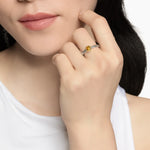 PETITE CABLE RING Sterling Silver with 14K Yellow Gold and Citrine, 2.8mm