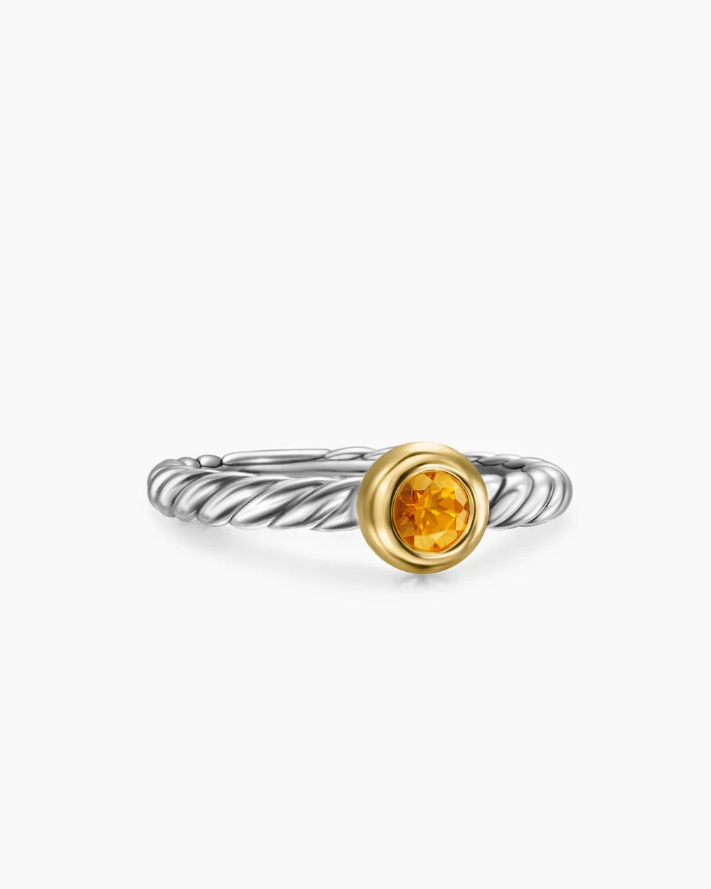 PETITE CABLE RING Sterling Silver with 14K Yellow Gold and Citrine, 2.8mm