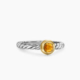 PETITE CABLE RING Sterling Silver with 14K Yellow Gold and Citrine, 2.8mm