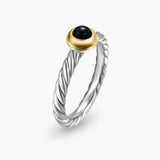 PETITE CABLE RING Sterling Silver with 14K Yellow Gold and Black Onyx, 2.8mm