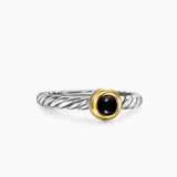 PETITE CABLE RING Sterling Silver with 14K Yellow Gold and Black Onyx, 2.8mm