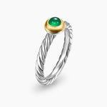Petite Cable Ring in Sterling Silver with 14K Yellow Gold and Green Onyx, 2.8mm
