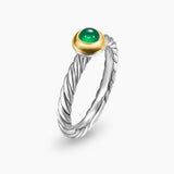 Petite Cable Ring in Sterling Silver with 14K Yellow Gold and Green Onyx, 2.8mm