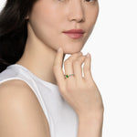 Petite Cable Ring in Sterling Silver with 14K Yellow Gold and Green Onyx, 2.8mm