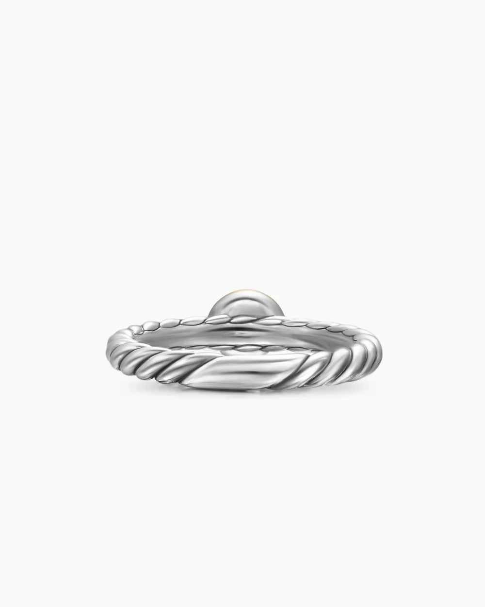 Petite Cable Ring Sterling Silver with 14K Yellow Gold and Pearl, 2.8mm