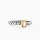 Petite Cable Ring Sterling Silver with 14K Yellow Gold and Pearl, 2.8mm