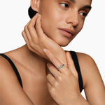Petite Cable Ring in Sterling Silver with 14K Yellow Gold and Turquoise, 2.8mm