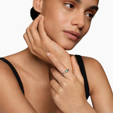 Petite Cable Ring in Sterling Silver with 14K Yellow Gold and Turquoise, 2.8mm