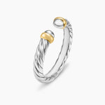 Petite Cable Ring in Sterling Silver with 14K Yellow Gold, 3.4mm