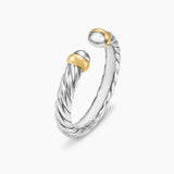 Petite Cable Ring in Sterling Silver with 14K Yellow Gold, 3.4mm