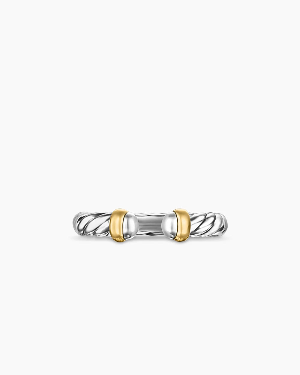 Petite Cable Ring in Sterling Silver with 14K Yellow Gold, 3.4mm