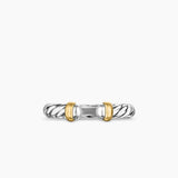 Petite Cable Ring in Sterling Silver with 14K Yellow Gold, 3.4mm