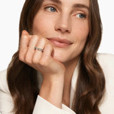 PETITE CABLE OPEN RING Sterling Silver with 14K Yellow Gold and Blue Topaz, 3.4mm