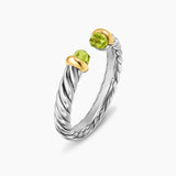 PETITE CABLE OPEN RING Sterling Silver with 14K Yellow Gold and Peridot, 3.4mm