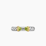 PETITE CABLE OPEN RING Sterling Silver with 14K Yellow Gold and Peridot, 3.4mm