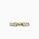 PETITE CABLE OPEN RING Sterling Silver with 14K Yellow Gold and Peridot, 3.4mm