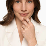 PETITE CABLE OPEN RING Sterling Silver with 14K Yellow Gold and Peridot, 3.4mm