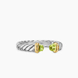 PETITE CABLE OPEN RING Sterling Silver with 14K Yellow Gold and Peridot, 3.4mm