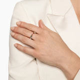 PETITE CABLE OPEN RING Sterling Silver with 14K Yellow Gold and Rhodolite Garnet, 3.4mm