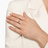 PETITE CABLE OPEN RING Sterling Silver with 14K Yellow Gold and Rhodolite Garnet, 3.4mm